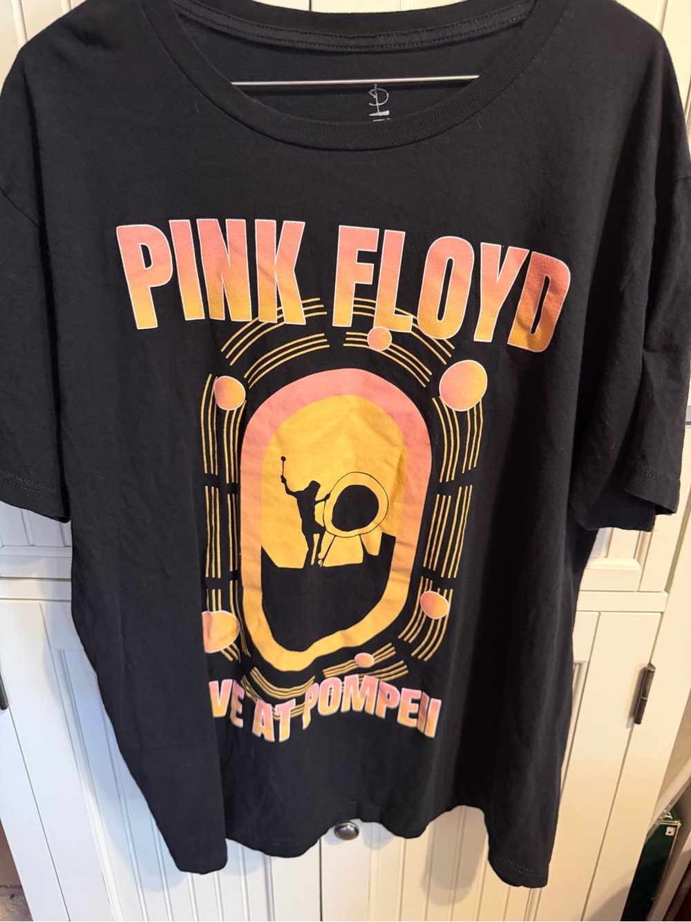 Pink Floyd Black Tee with Pink and Yellow Gradient Graphic